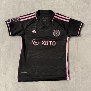 Adidas Inter Miami Jersey Youth Small Messi Soccer Shirt Black Pink AEROREADY